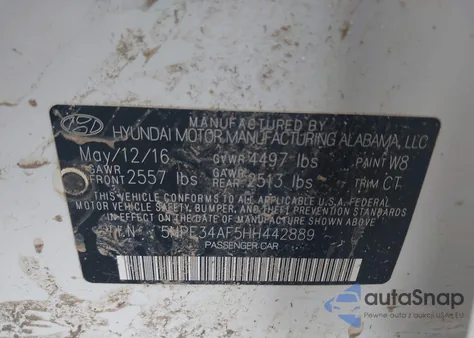 2017 Hyundai Sonata Sport из США, поврежденный, VIN 5NPE34AF5HH442889